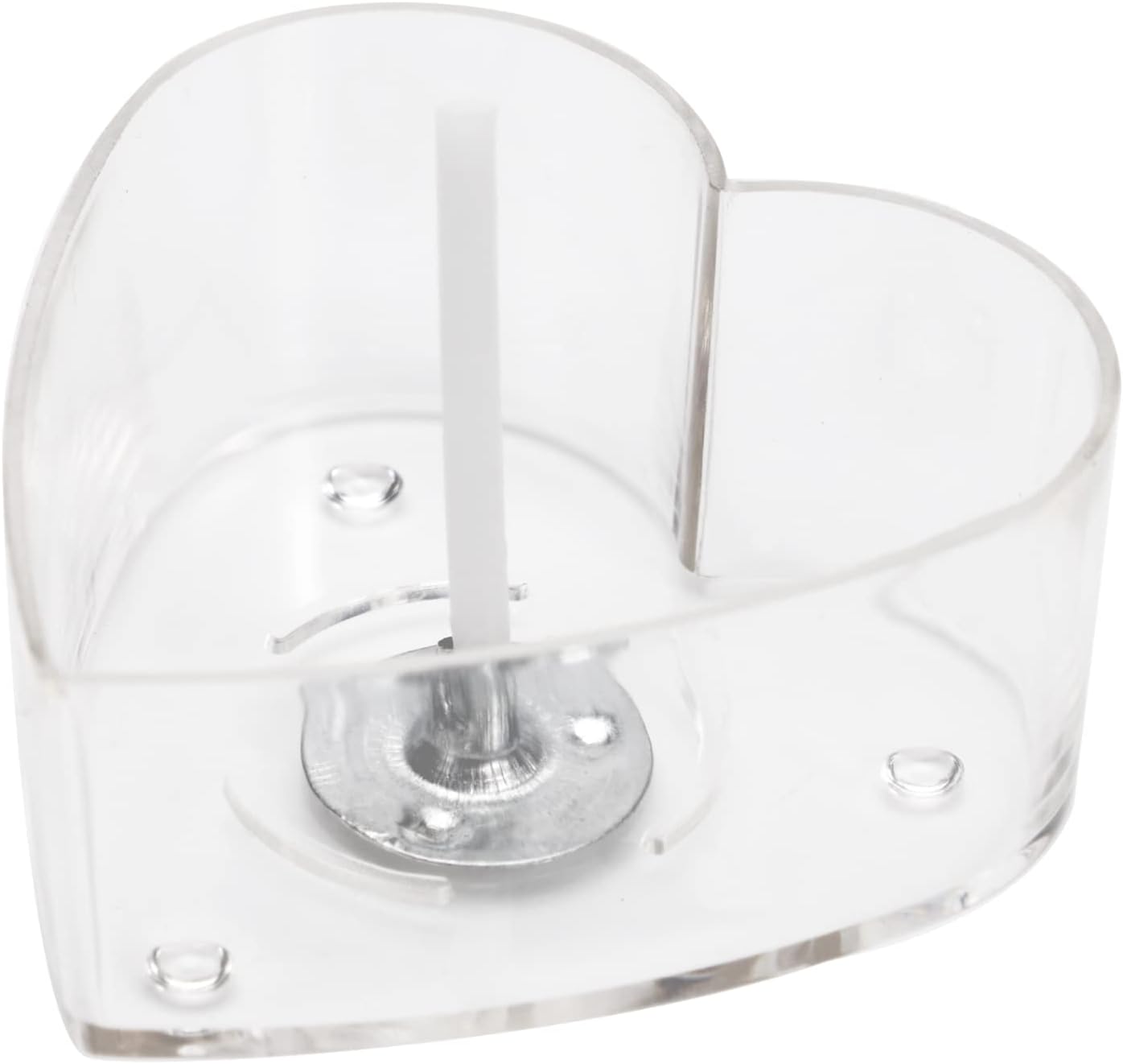 CandMak Tea Light Candle Cups, 50pcs Clear Polycarbonate Plastic Empty TeaLight Mold Tin Container with 50pcs TeaLight Candle Wicks (Heart)