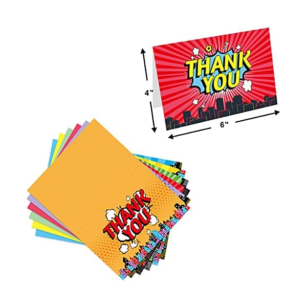 Tarjetas de agradecimiento de superhéroe con 36 notas de agradecimiento con sobres para bodas, tarjetas de regalo de… - Imagen 6