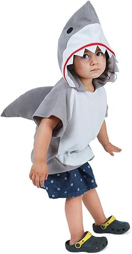 EraSpooky Sudadera corta con capucha de tiburón para niños, disfraz de tiburón para Halloween, traje de animal de manga corta