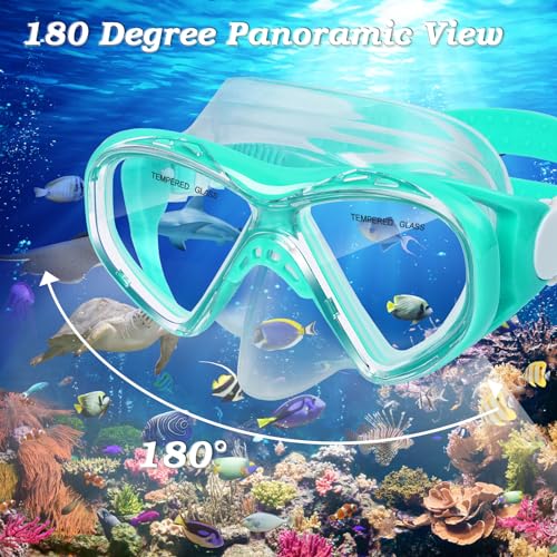 Image of Kids Swim Goggles Snorkel Diving Mask for Boys Girls Ages 5-15, Two-Color Anti-Fog Swimming Goggles with Nose Cover