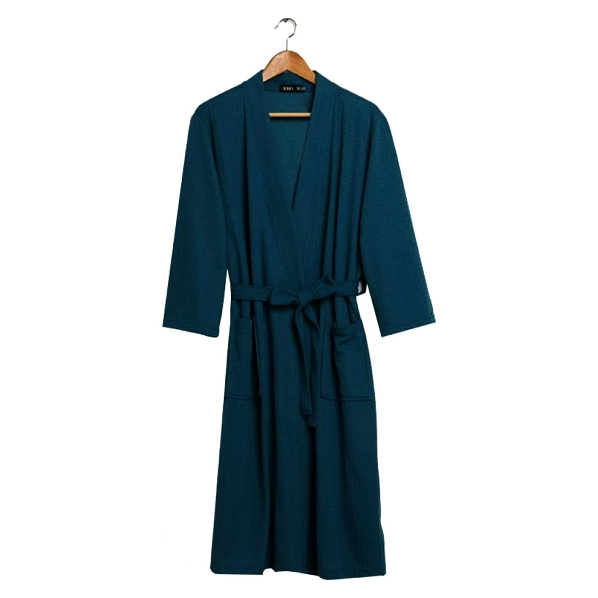 QETUOA Couple Summer Absorbent Kimono Bathrobe Women Men Plus Size Sexy Waffle Bathrobe Men'S Dressing Gown Men'S Lounge Robe