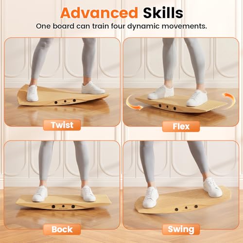 Image of 360 Wobble Balance Board for Standing Desk，Anti-Fatigue Rocker Board to Improve Focus, Burn Calories & Simulate Surfing & Skateboarding at Home or Office，Also Foot Strengthener & Stretcher for Plantar Fasciitis Relief.