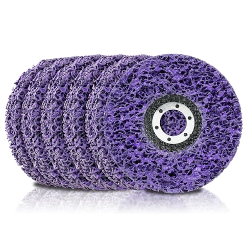 Adiwo CSD Scheibe Schleifscheibe, 6 Stück Ø 125mm Reinigungsscheibe Set Grobschleifscheibe Lila Grobreinigungsscheibe für Winkelschleifer für Oberfläc Henbearbeitung Polieren Rostentfernung