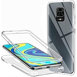 Cargador Celular Redmi Note 9 Carcasa para Xiaomi Redmi Note 9S / Redmi Note 9 Pro 360 Grados Protección, Transparente Suave y Delgada Funda de Silicona TPU Frontal y PC Trasera antigolpes antigolpes Bumper Full Body Funda Case