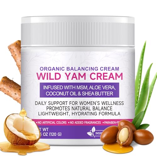 Wild Yam Cream, Crema de Yam Salvaje Orgánica para Estabilizar el Estado de ánimo y Mejorar el Sueño, Alivio de los Calambres Menstruales en Mujeres, Cuida todo tipo de pieles, 4,23 oz