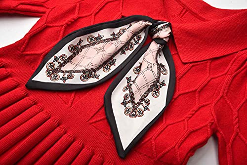 SMILING PINKER Girl Dress Long Sleeve Cable Knit Sweater Turn Down Collar with Neck Scarf4