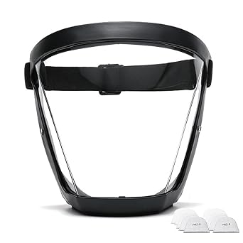 FULIER Transparent Face Mask Anti-Fog Outdoor Full Protection Face Shield HD Clear Mask Replace Safety Glasses Black