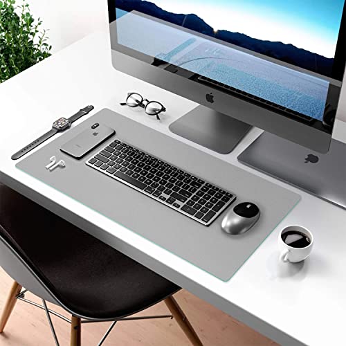 Image of Aothia Double-Sided PU Leather Desk Pad - Non-Slip Large Mouse Pad & Desk Mat for Office, Home - Waterproof, Easy to Clean, Durable Dual-Sided Surface (31.5 inch x 15.7 inch, Grey)