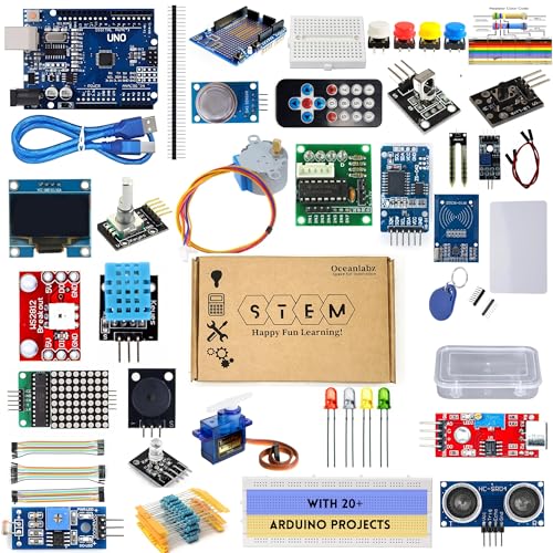 Image of DIY Super Starter Kit with UNO Controller Board | Beginner Learning | 30+ Project Online Tutorials & 30+ Challenges | Compatible with UNO, RPi, ESP32, Mega | 28+ Components | DIY Starter Kit