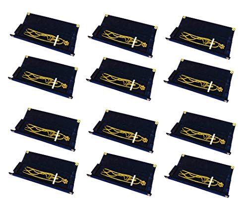 atorakushon® Velvet Jewellery Necklace Organizer Single Chain Box Ring Earrings Storage Travelling Vanity Box Bridal Kit Pack of 12 (Blue)