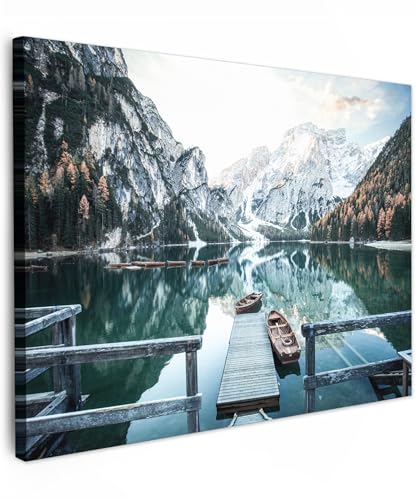 MuchoWow© Impression sur Toile Decoration Murale Peinture 80x60 cm Tableaux Decoratifs Muraux Déco Chambre Tableau Salon Nature - Montagnes - Neige - Forêt...