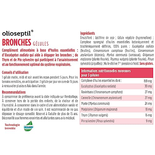OLIOSEPTIL Bronches - Aide à dégager les bronches Eucalyptus 15 gélules – vue 2