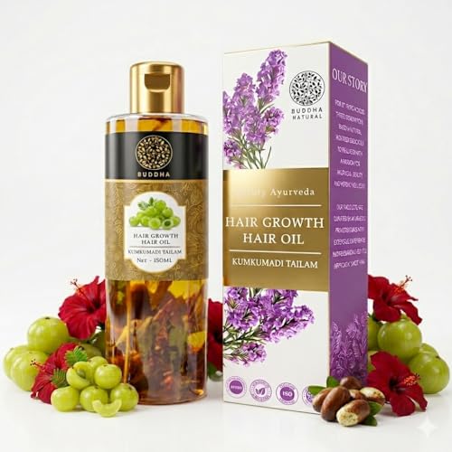 Image of Buddha Natural Hair Regrowth Oil (150ml) - Supports Hair Growth, Hair Fall Control, Stronger, Thicker & Fuller Hair | Herbal Blend for Men & Women