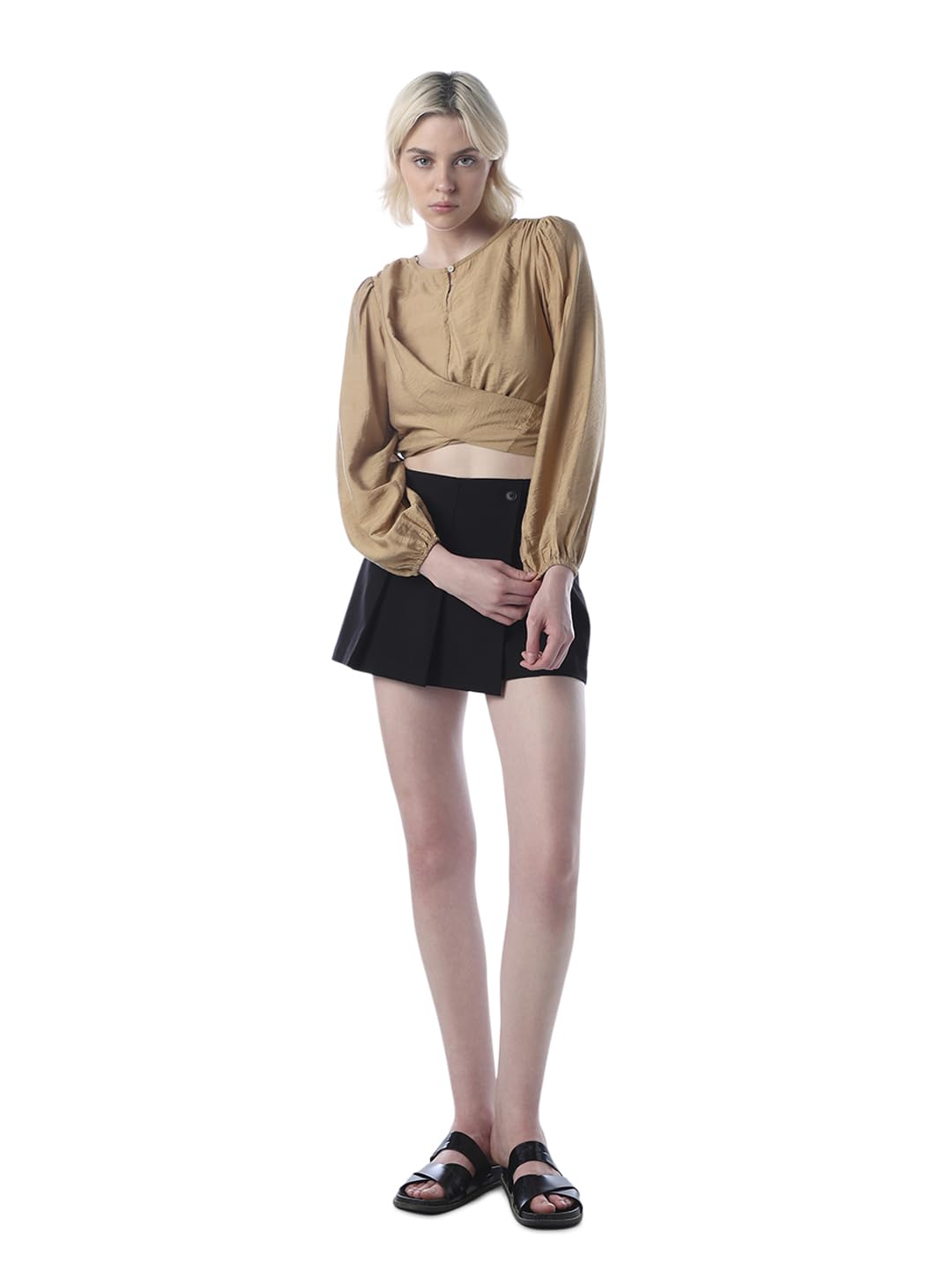 Women's Solid Wrap Crop Top-image-34