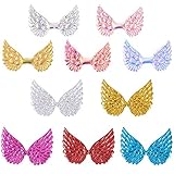 PandaHall 60pcs 2 Sizes Glitter Fabric Angel Wings Embossed 10 Colors Iridescent Wings Patches DIY Sequined Applique for Bag Clothes Hair DIY Crafts Decoration