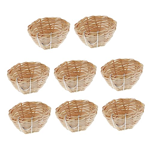 POPETPOP 8Pcs Natural Bird Nests with Hooks Decorative and Functional Bird Sanctuary for Perching and Breeding Easy to Hang