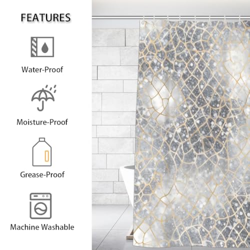 Rideau de douche imperméable gris 183x183 cm en polyester lavable - 3