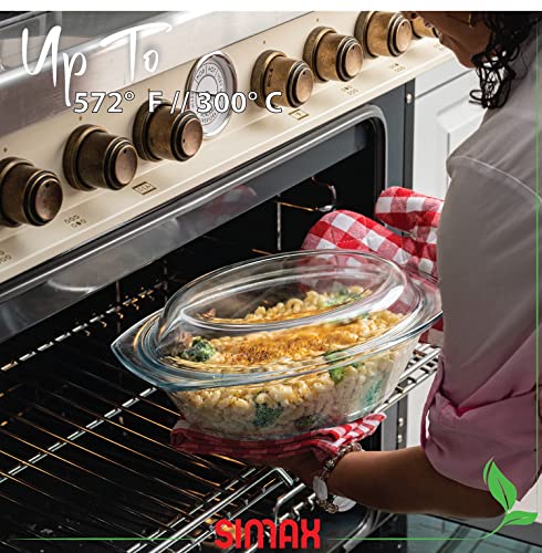 Simax Clear Glass Casserole Dish: Clear Glass Oval Casserole Dish With Lid And Handles - Covered Bowl For Cooking, Baking, Serving, Etc. - Microwave, Dishwasher, And Oven Safe Cookware – 2.5 Quart (Plus 1.2 Quart Lid) #TOP7