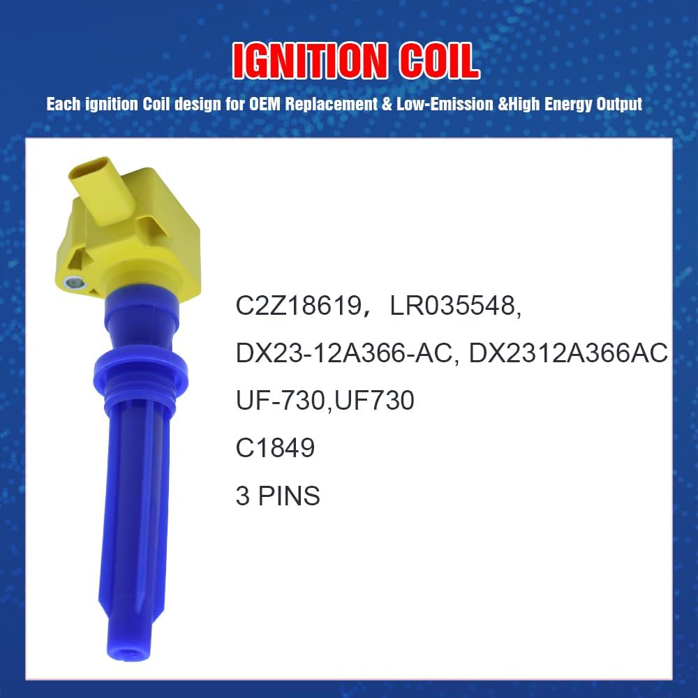 Set of 4 Ignition Coil Pack Compatible with Land Rover Defender 110 LR4 Discovery Range Rover Evoque Sport Velar DX23-12A366-AC LR035548 UF730 C2Z18619 C1849