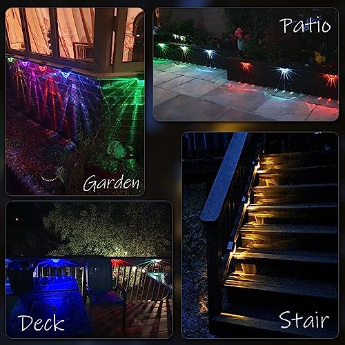 Claoner Solar Deck Lights [8 Packs] Waterproof Solar Fence Lights Dusk To Dawn Step Lights Outdoor Decor With Warm White/ 7 Color Changing Modes For Deck Fence Yard Patio Wall Pool Stair Step Balcony #TOP1
