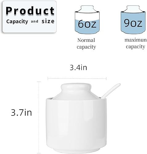 Miniatura 2 de HAOTOP Azucarero de 8 onzas con tapa y cuchara, dispensador de azúcar de cerámica, contenedor de azúcar, accesorios de barra de café, recipientes de