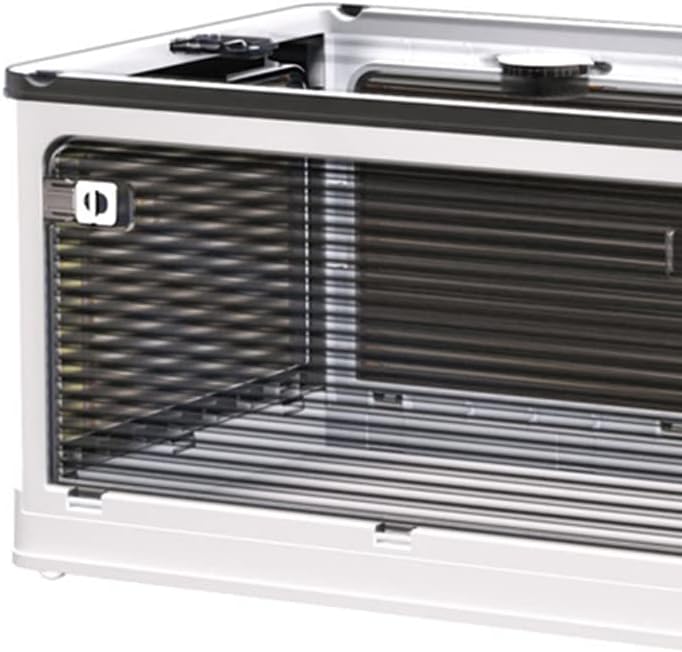 Clothes Storage Box, 4 Way Opening Lid Transparent Plastic Storage Bin with Rolling Wheels Multi Use Foldable Organizer for Clothes Toys Books in Bedroom Living Room (Medium 47.5x35.5x24)