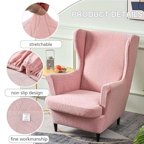 Funda de sillón orejero de 2 piezas elástica con tejido protector premium 5