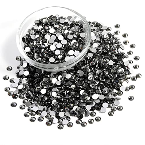 Image of Beadsland Flat Back Crystal Rhinestones Bulk, Black Diamond, SS10, 14400pcs | Flatback Glass Gems for Nails Crafts Clothes DIY Decoration, Glue Fix, 2.7-2.9mm