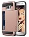 Galaxy S7 Case, Vofolen Slidable Card Holder Galaxy S7 Wallet Case Card Slot ID Pocket Protective Hard Shell Shock Absorbing TPU Rubber Bumper Armor Scratch-proof Case Cover for Galaxy S7 - Rose Gold