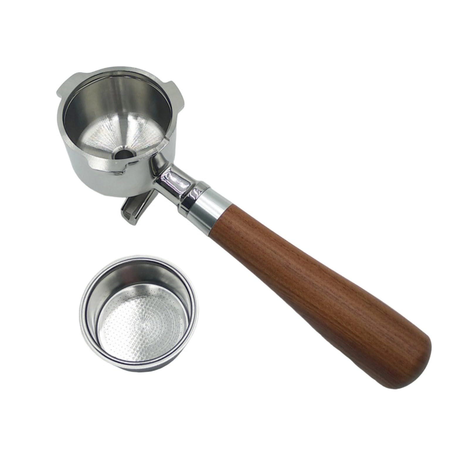 Tsophreniq 51mm Portafilter with Base for Coffee Machines Portable Espresso Filter Basket for Home and Professional Brewing Wood Handle