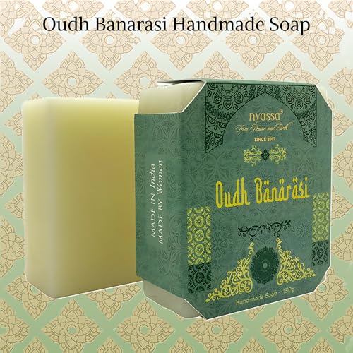 Image of Nyassa Luxurious Oudh Banarasi Handmade Natural Bathing Soap | Almond Butter, Organic Sweet Almond Oil | Oudh Fragrance | Moisturizer | All Skin Type 150gm