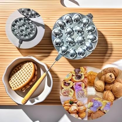 Zilimontt Mini-Waffeleisen, ovale Backform für Kuchen und Eierwaffeln, kompakte Größe, perfekt zum Backen zu Hause (Silber) – Bild 6