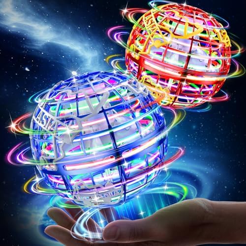 Flying orb Ball 2025 Hover Boomerang Ball 6 Lighting Effects Cool Toys Gift for 678910+ Year Kids Teen Adults Indoor Outdoor Flying Toy(Blue & Red)