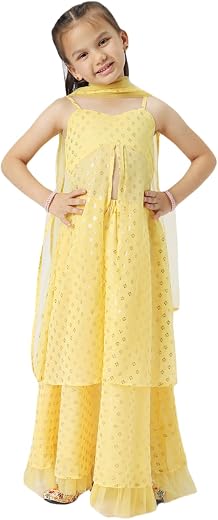 Nautinati Girls Festive Ready Foil Printed Ethnic Lehenga Set with Dupatta | Age 2-8 Years