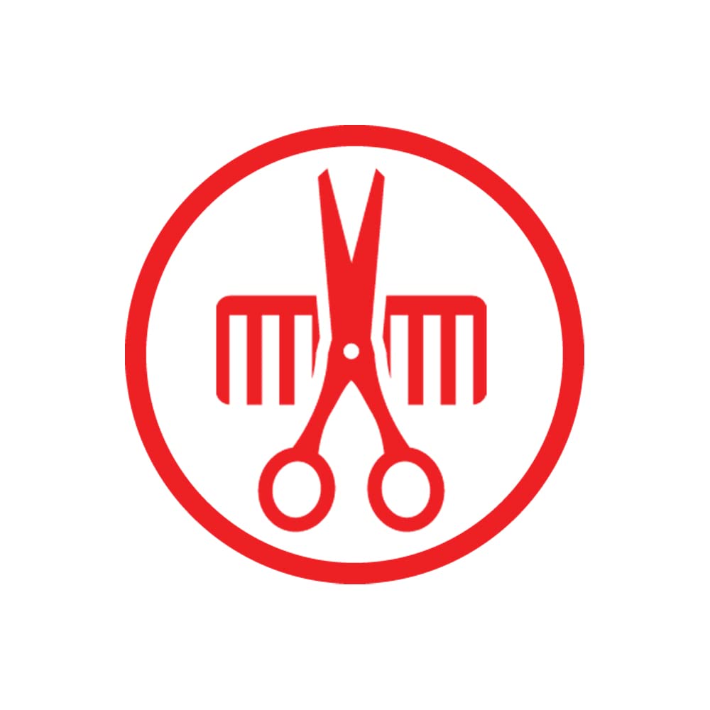Stamps Red Comb Scissors Image,11Mm Hairdresser/Barber Loyalty Card Stamp, Reinkable Self-Inking Stamp ( Ink, Mount)