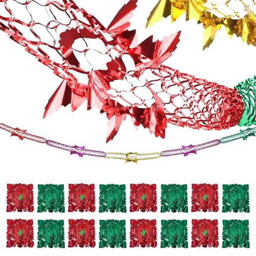 16 Pcs Christmas Ceiling Decorations, 9ft Christmas Foil Garland, Festive Hanging Tinsel Swirl Decorations for Xmas New Year Party