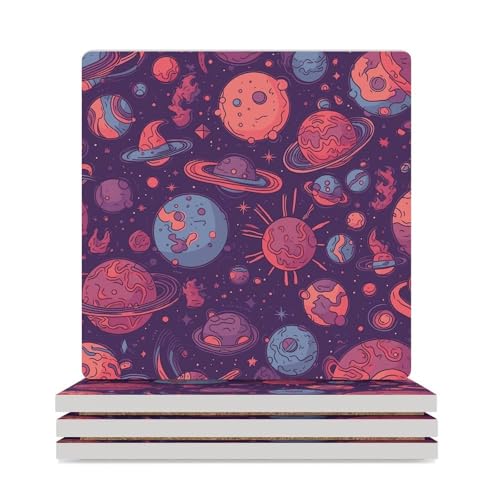 Dessous de verre univers espace protège table basse lavable - 2