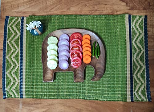 Image of Wooden Platters| Rosewood Serving Platter with Smooth Surface| Handcrafted Decorative Trays for Serving Snacks Fruits Desserts| Elephant Shape Appetizer Plate