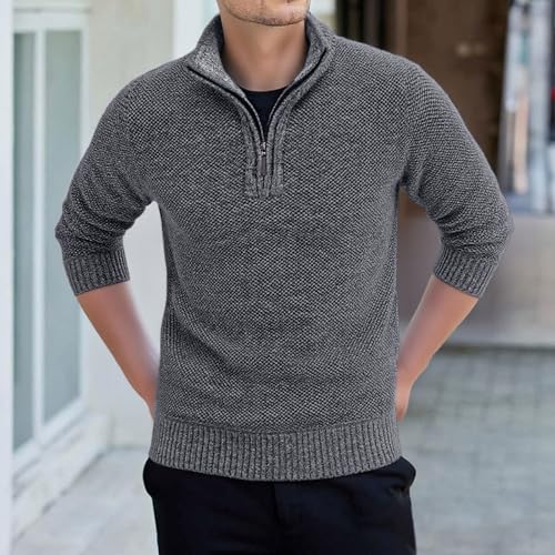 Pull décontracté à manches longues pour homme avec fermeture éclair chic en maille - 2
