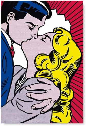 Rikin Liuff Pop Roy Lichtenstein Póster El Beso Pintura Lienzo Roy Lichtenstein Arte de Pared Roy Lichtenstein Impresiones Para Casa Decoración de Pared 50x75cmx1 Sin Marco