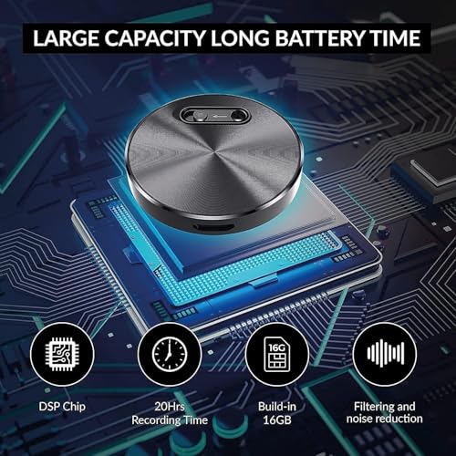 Image of Voice Digital Recorder Hd Quality Audio Recording up to 20 Hours Battery Backup Round Small Size Sticker Style Portable Mini Recorder for Home Office Meetings