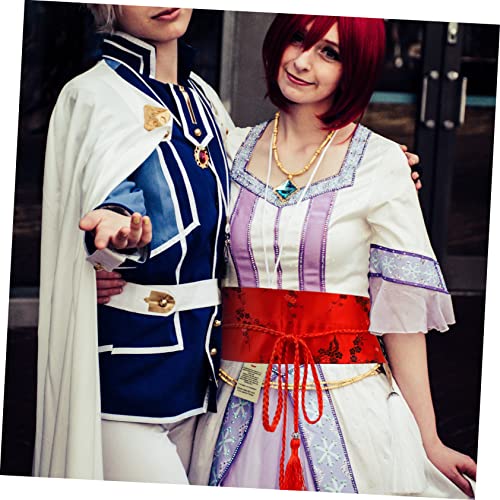 Hemoton Ethnic Style Women Waist Belt Japanese Kimono Obi with Embroidered Flower Pattern Braided Tassel Waistband for Traditional Kimono and Vintage Dress Accessories3