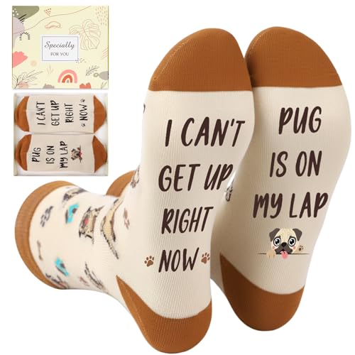 Luvsweets Pug Socks Gifts - Funny Novelty Pug Crew Socks Gift for Pet Dog Lovers Owners Birthday Christmas Valentines Fathers Mothers Day Men Women Gifts Idea
