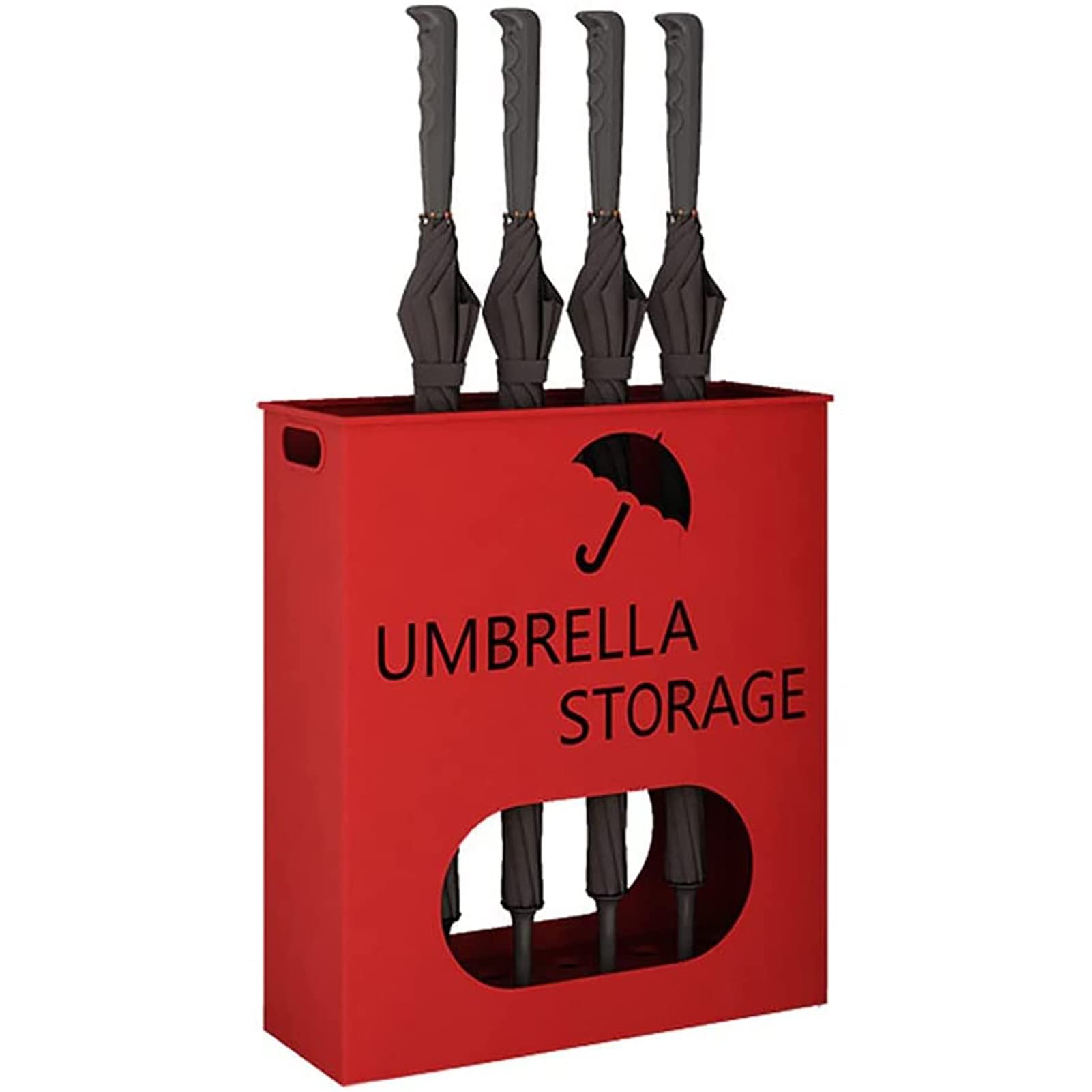 Porte-parapluies métal anti-goutte rouge pour optimiser l'espace