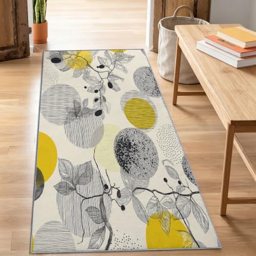 Tapis lavable en machine jaune 60x150 pour décoration entrée