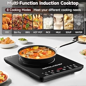 Portable Induction Cooktop 1800W Induction Stove Burner 10 Temperature & Power Levels, LED Touch Controls, Kids Safety Lock, Auto-Off & Pan Detection Burners for Cooking RVs Apartments Portable Induction Cooktop 1800W Induction Stove Burner 10 Temperature Power Levels LED Touch Controls Kids Safety Lock Auto Off Pan Detection Burners for Cooking RVs Apartments