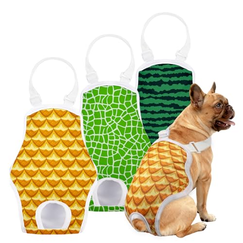 Image of 3 Pack Washable Female Dog Diapers with Adjustable Suspender, Reusable Sanitary Panties for Dogs in Heat, Leak-Proof Design for Small Dogs