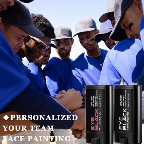 image for Wismee Baseball Eye Black, 2pcs Black + Hot Pink Anti-Glare Under Eye 