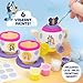 Bluey Paint & Play Tea Party, 6-Piece Wooden Tea Set, Customize with Paint & Stickers, 2 Wearable Crowns, Fun Toys for Kids, Cute Birthday Party Decorations, Pretend Play Tea Party, Toys