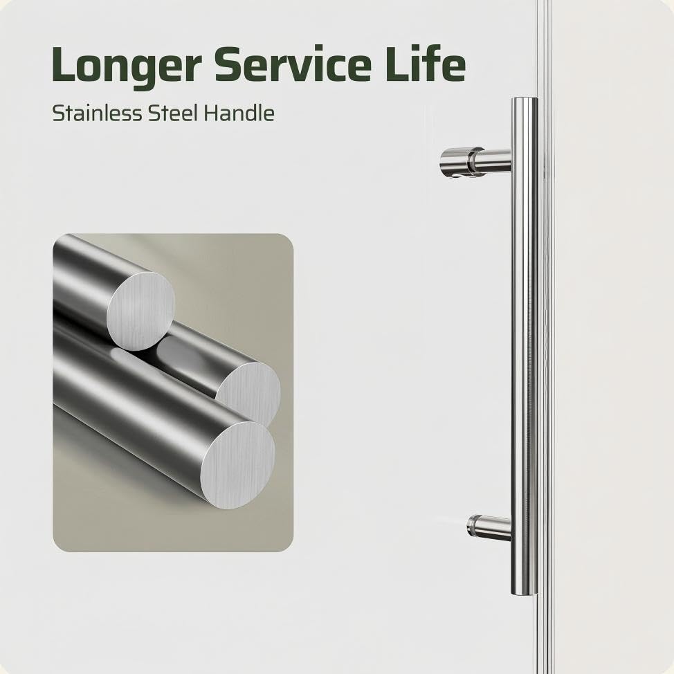 Image of 56-60 inch W x 74 inch H Frameless Shower Door, Bathroom Soft-Close Sliding Shower Doors with 5 /16 inch (8mm) Clear SGCC Tempered Glass and Stainless Steel Hardware, Reversible Installation, Chrome